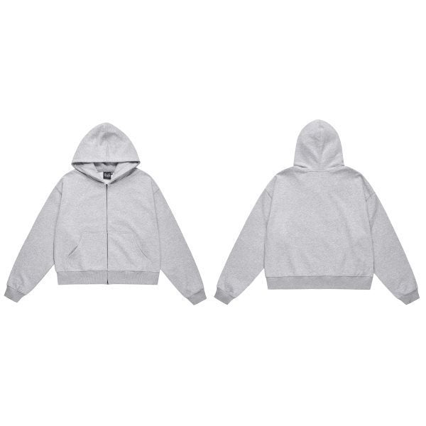 Solid Color BASIC 350g Terry Zipper Hoodie Sweater