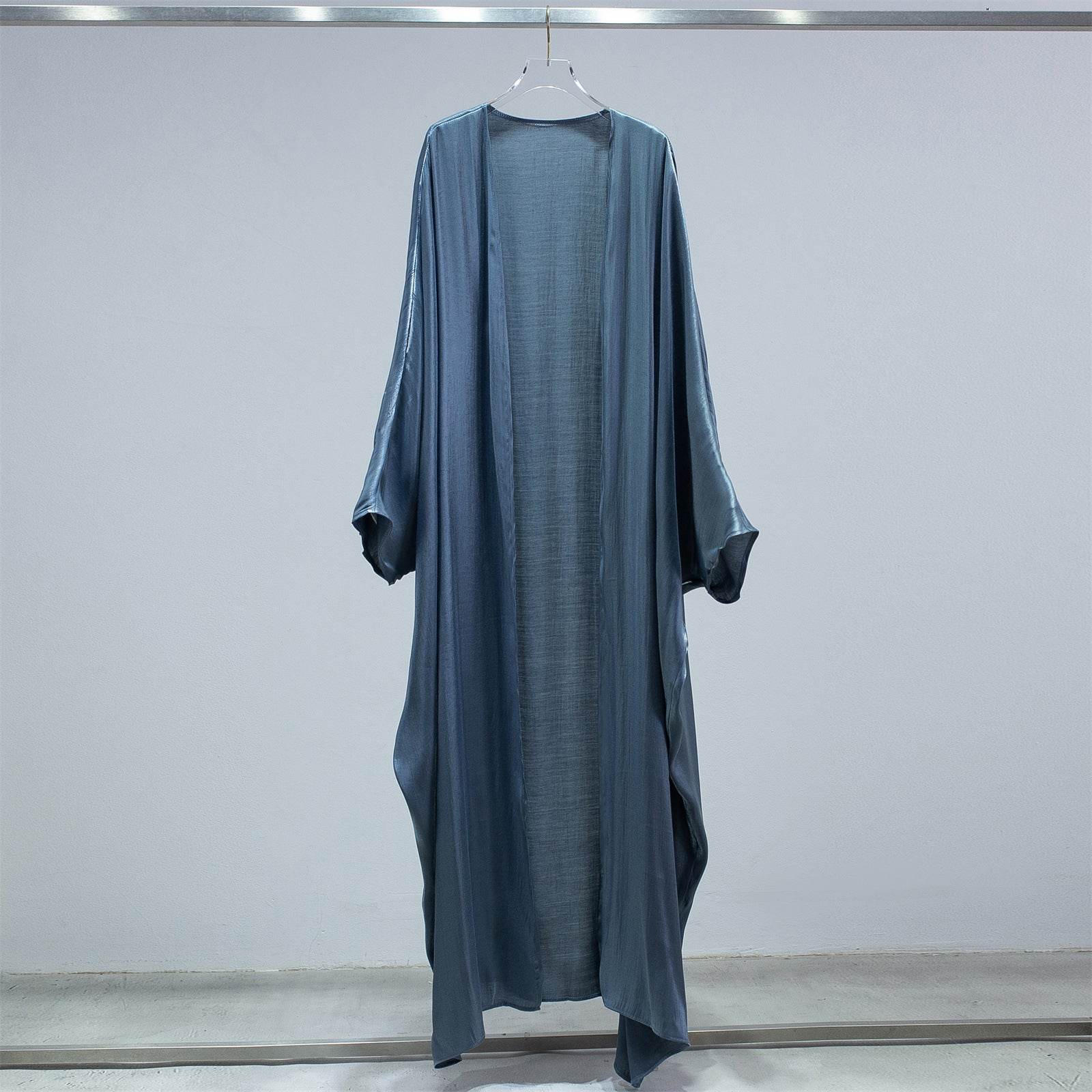 Fashion Casual Bright Silk Cardigan Plus Size Robe Batwing Sleeve - Mubimart