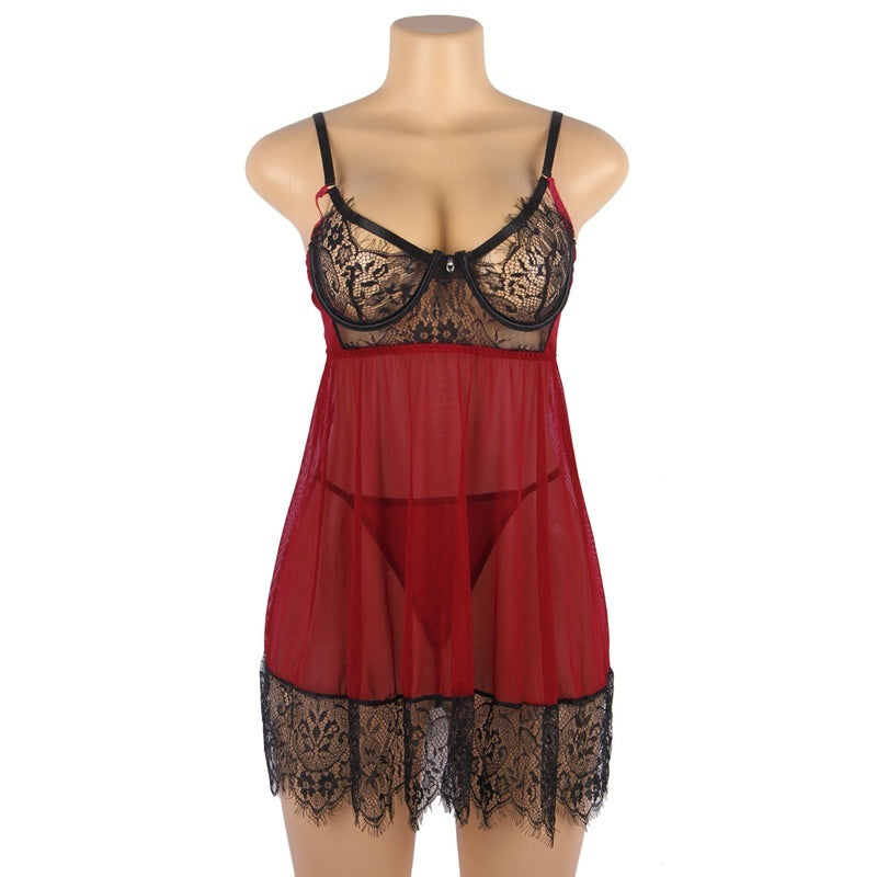 Women's Plus Size Sexy Lingerie Backless Lace Slip Nightdress - Mubimart -  