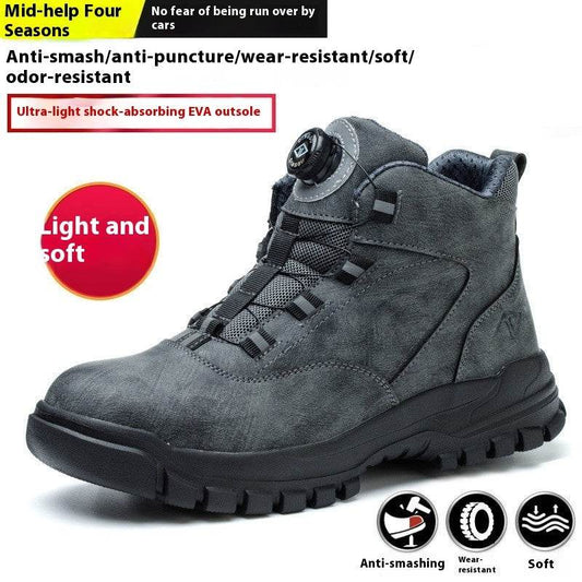 Button Safety Shoes With Steel Toe Caps To Prevent Smashing - Mubimart