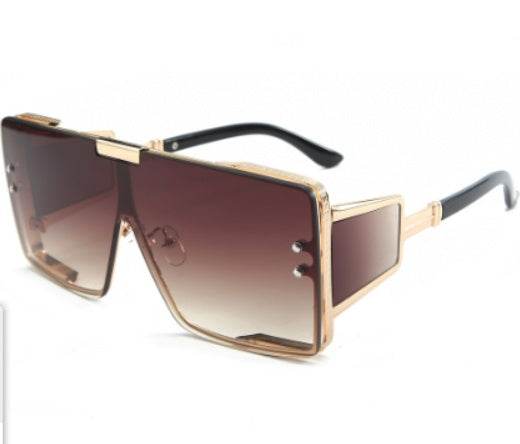 Flat-Top Retro Oversized Frame Sunglasses Wide-Leg Sunglasses Men's flat-top retro oversized frame sunglasses wide-leg sunglasses - Mubimart