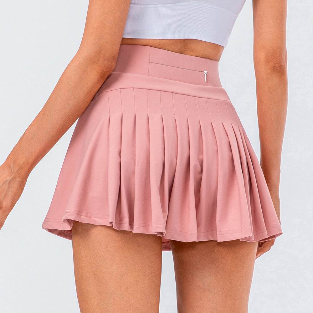 High Quality Tennis Skirt With Zipped Pocket Women Pleated Sports Skirt - Mubimart