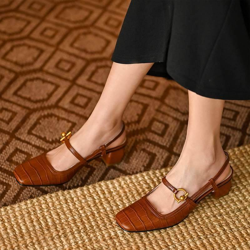 Women's Square Toe Mary Jane High Heels - Mubimart