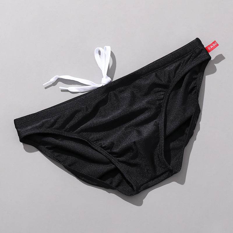 Men's Solid Color Glossy Swim Briefs - Mubimart