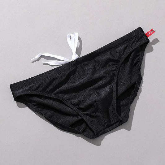 Men's Solid Color Glossy Swim Briefs - Mubimart