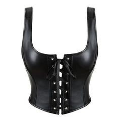 PU Leather Women's Tube Top Bodybuilding Corset - Mubimart - Corset top 