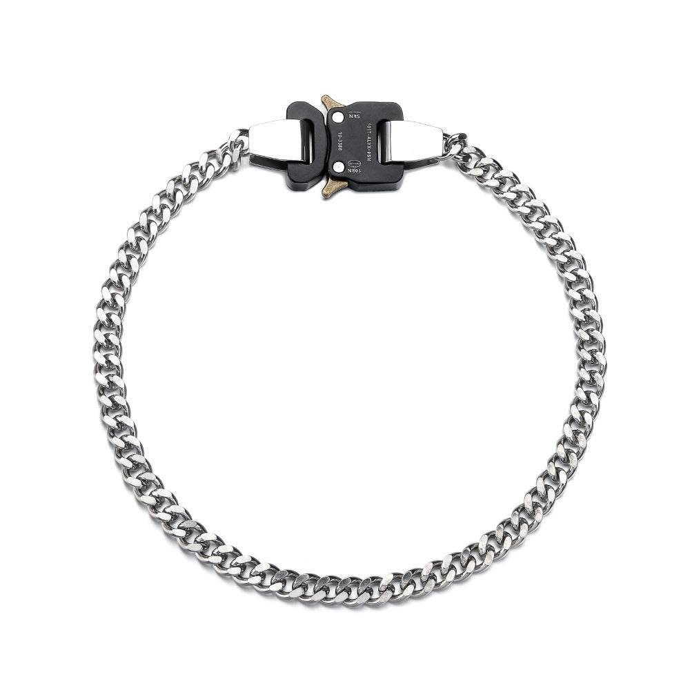 Mens Fashion Metal Clasp Necklace Collarbone Chain - Mubimart