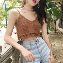 Women's Short Top Sweater Camisole - Mubimart - Camisole Top 