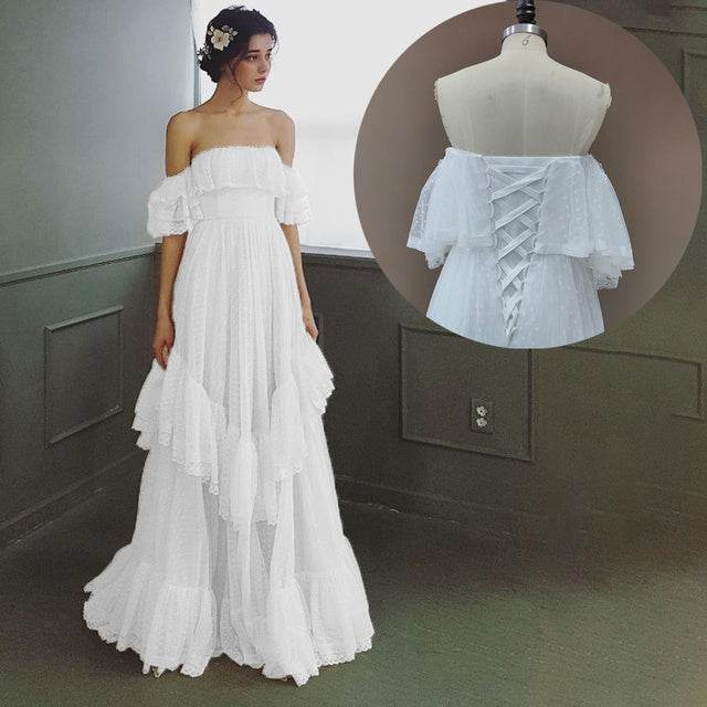 Women's Fashion Polka Dot Wedding Dresses - Mubimart