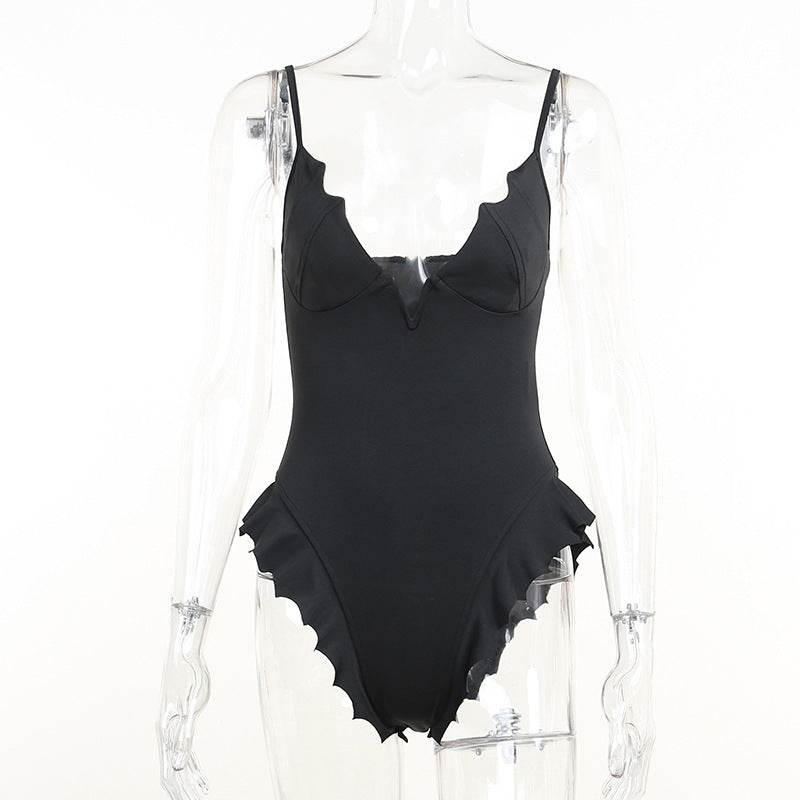 Ladies Sling Bat Ruffle Bodysuit Women - Mubimart