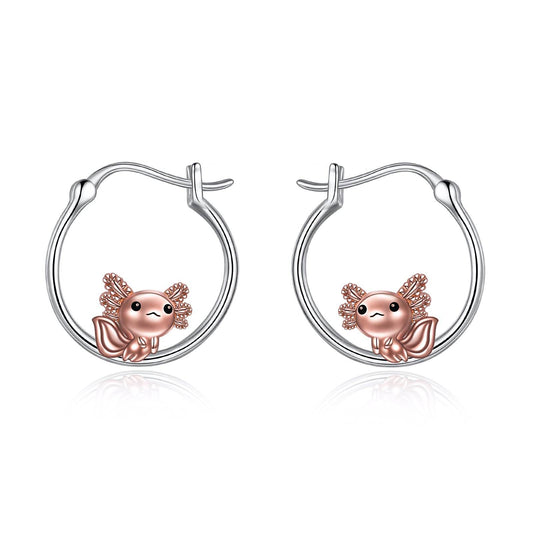 Axolotl Hoop Earrings for Women 925 Sterling Silver Axolotl Jewelry - Mubimart