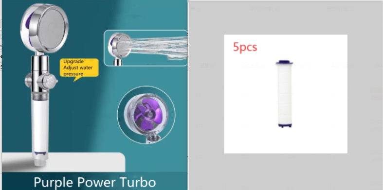 Shower Head Water Saving Flow 360 Degrees Rotating With Small Fan ABS Rain High Pressure Spray Nozzle Bathroom Accessories - Mubimart