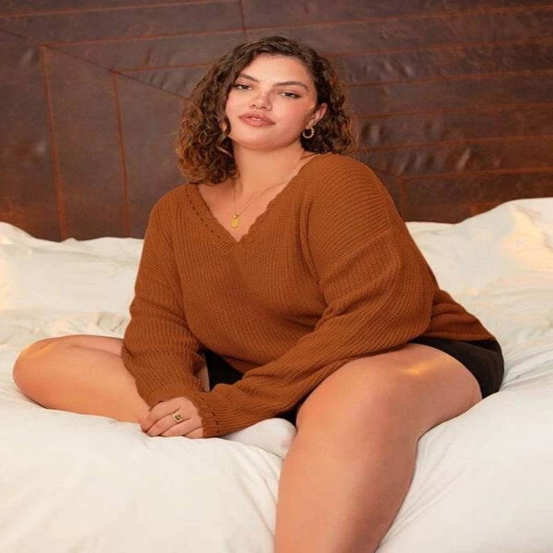 Women's Top Lazy Plus Size Sweater - Mubimart