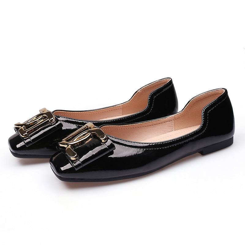 Flat Female Square Toe Low-cut Low Heel Work Casual Women's Shoes - Mubimart