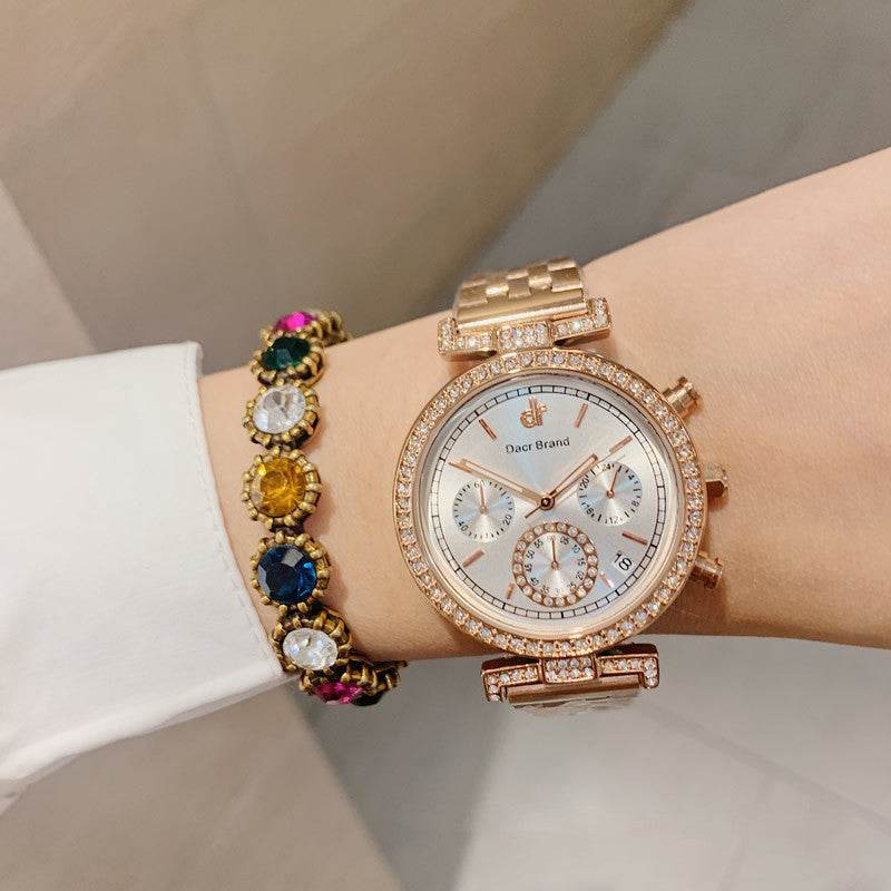Women Waterproof Diamond Watch With Calendar - Mubimart