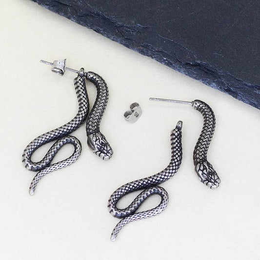 Serpentine Stud Earrings For Men And Women Titanium Steel - Mubimart