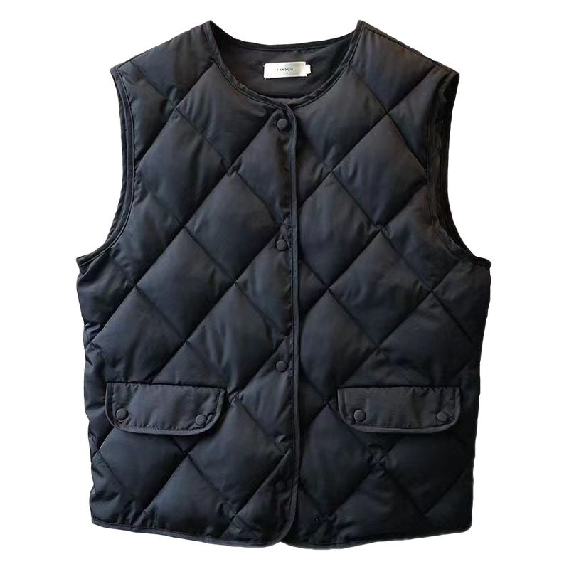 Short Cotton Jacket Vest Women's Loose Puffer Jacket