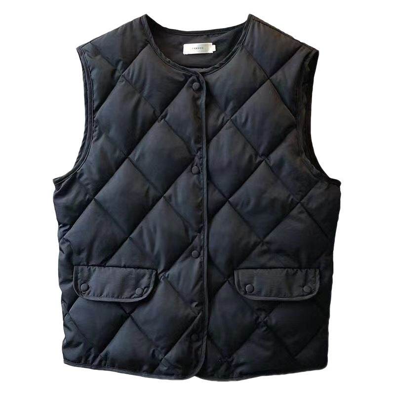 Short Cotton Jacket Vest Women's Loose Puffer Jacket - Mubimart