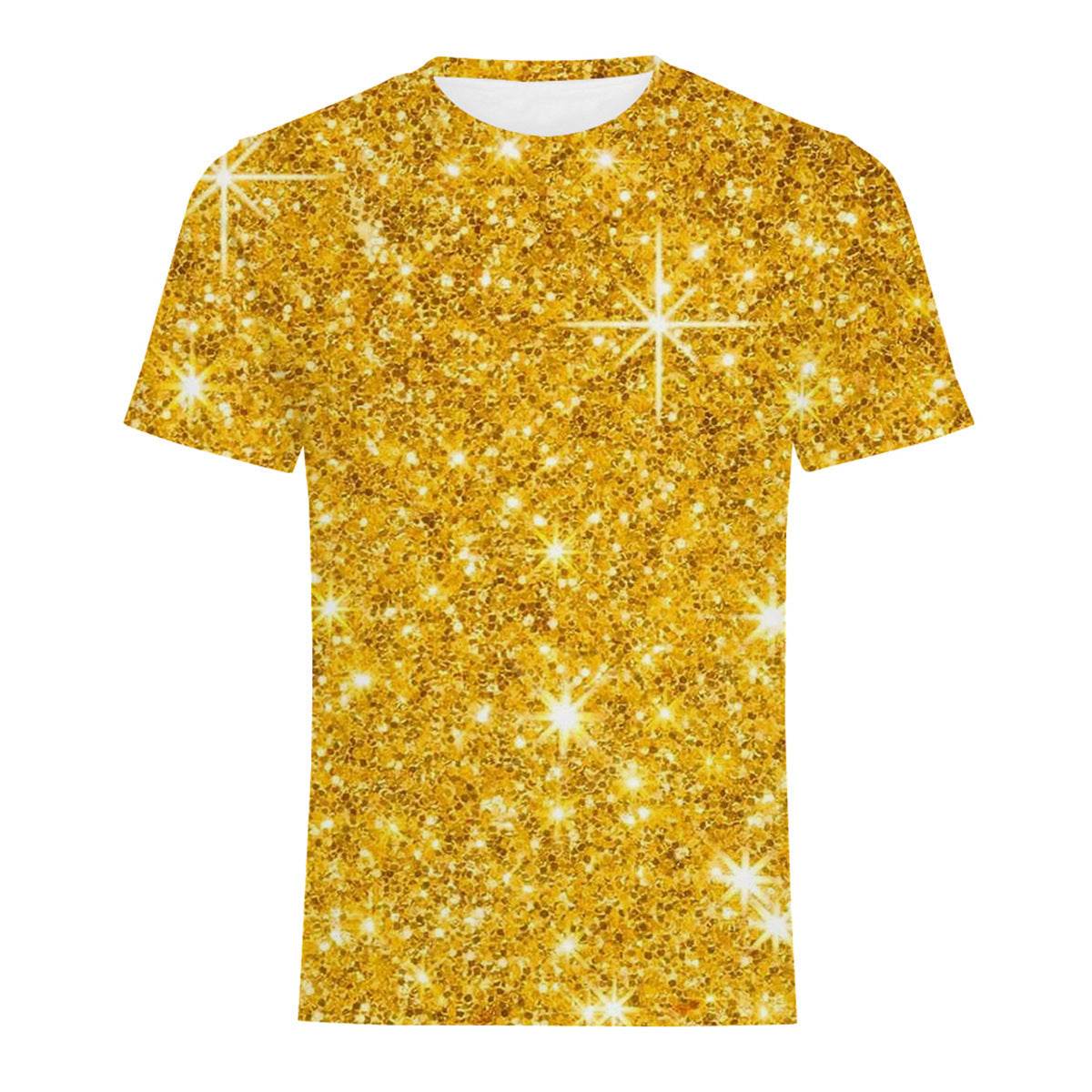 Mens Fashion Casual Digital Print Crew Neck T-shirt - Mubimart