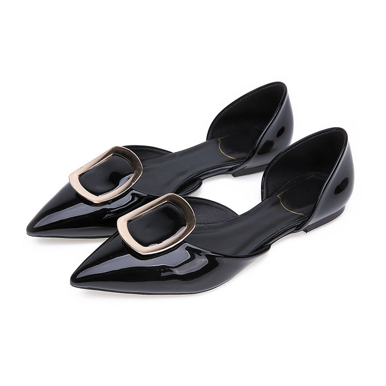 Women's Pointed Toe Square Buckle Flat Shoes