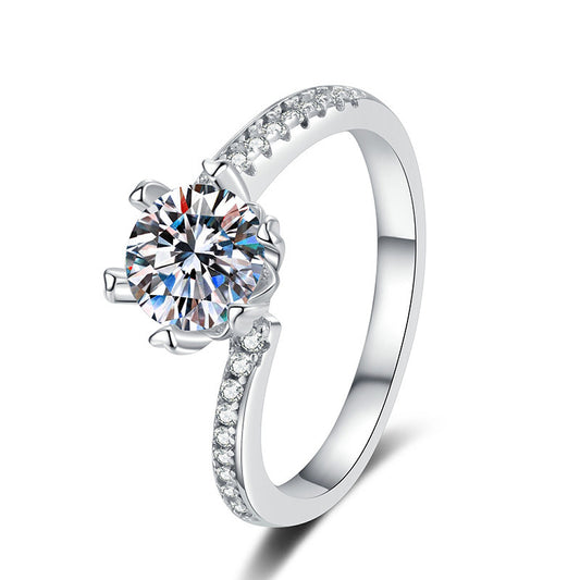 S925 Sterling Silver Moissanite Ring Women