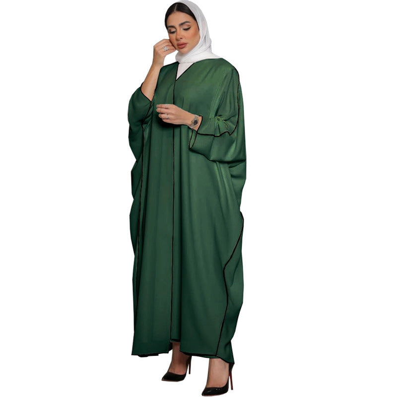 White Stitching Plus Size Women's Robe - Mubimart -  