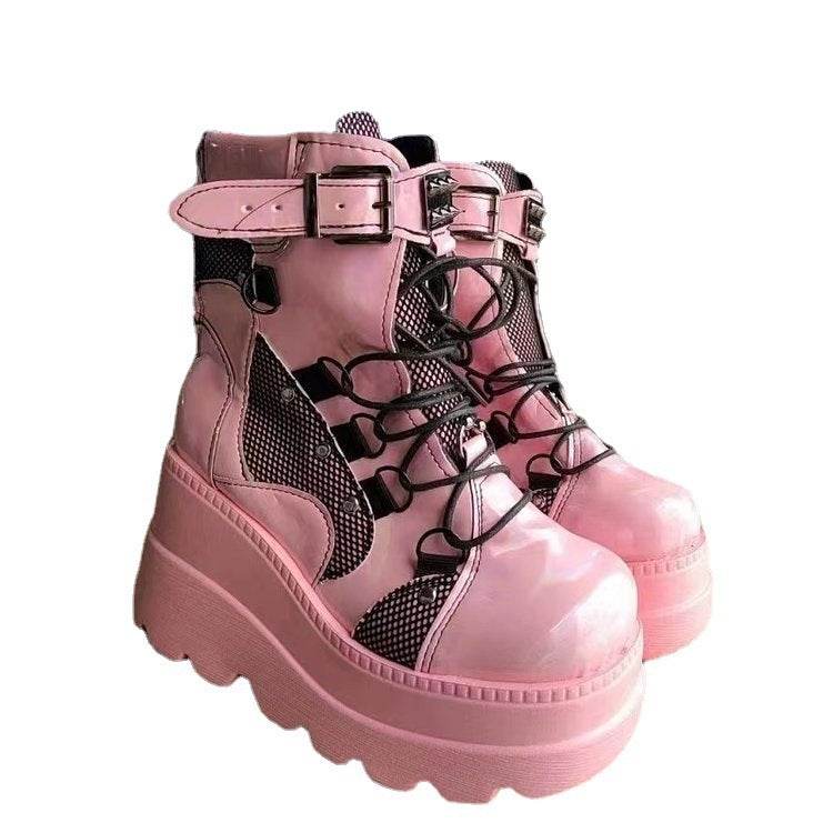 Platform Gothic Mid-calf Boots For Women Boots - Mubimart