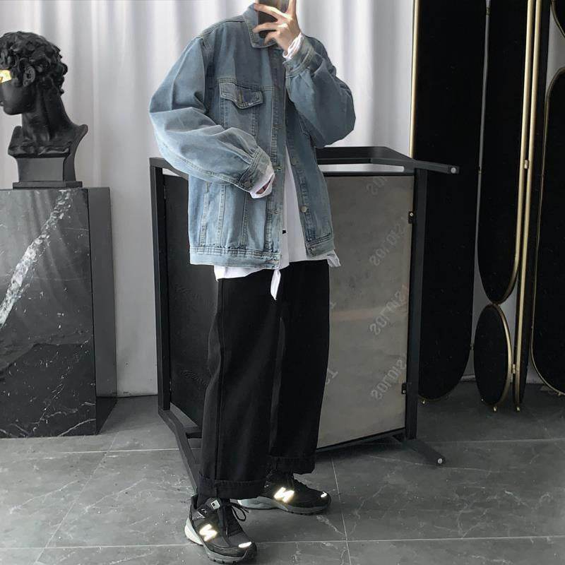 Mens Vintage Wash Blue Denim Jacket - Mubimart