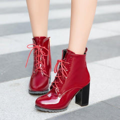 Oversized Lace Up Boots With Thick Heels Martin