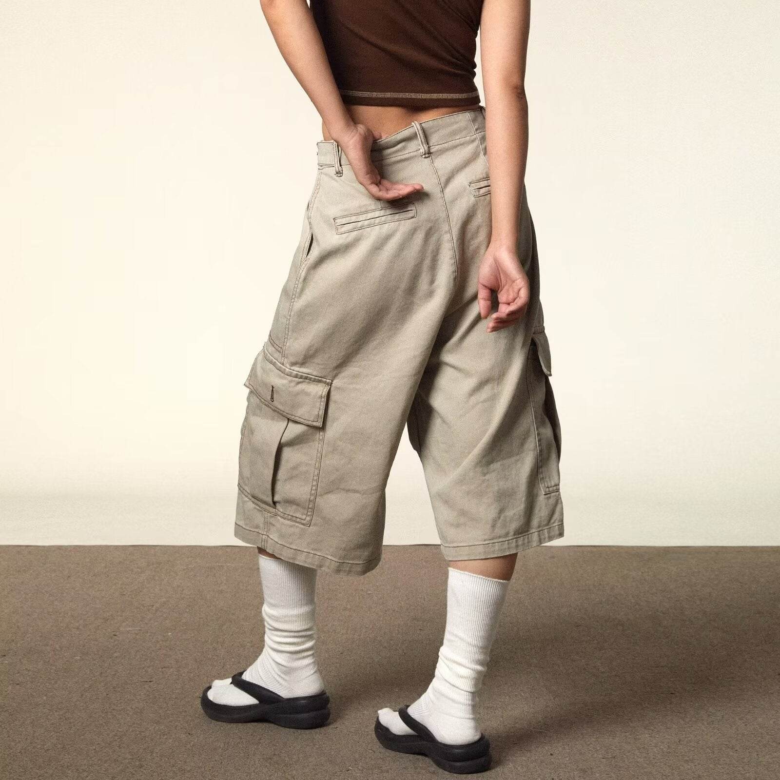 All-matching Loose Straight Cargo Cropped Pants Casual Pants Trendy - Mubimart