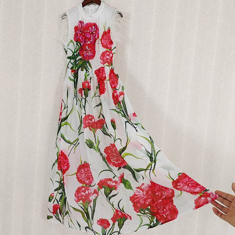 Fashionable Retro Formal Dress Roses - Mubimart