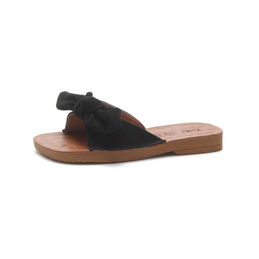 Sweet Summer Casual Bowknot Student Shoes Slippers Flat Bottom Comfort - Mubimart