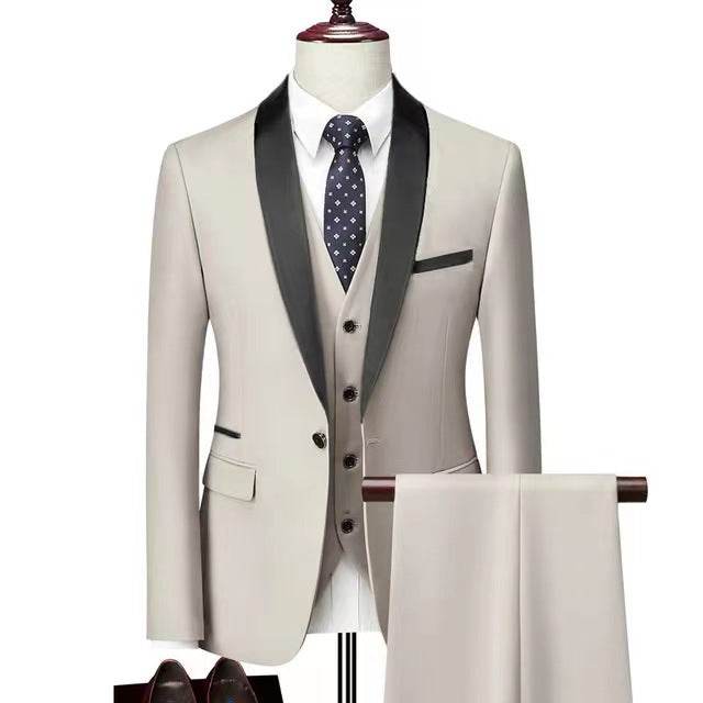 Men 3 Pieces Suit Set Men Wedding Suits Groom Tuxedos - Mubimart