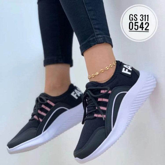Mesh Sneakers Women Lace Up Running Shoes - Mubimart