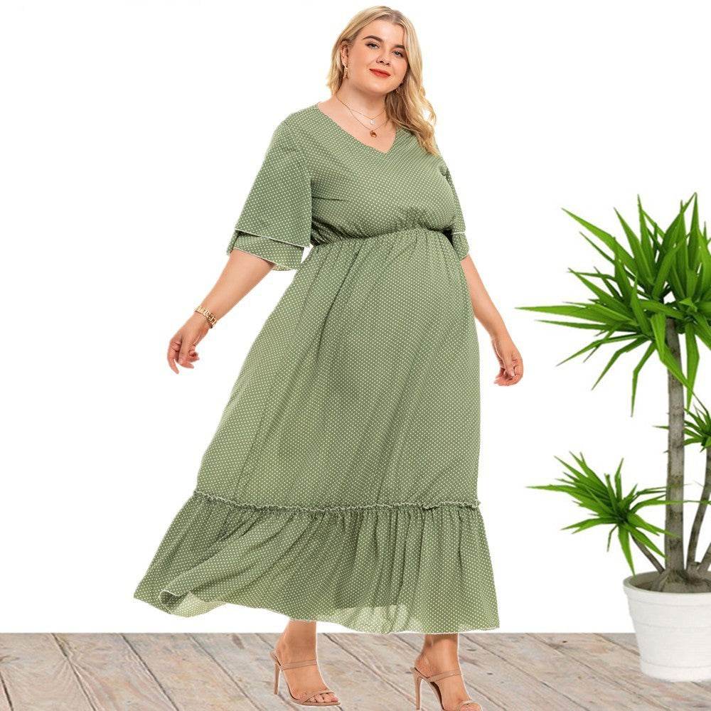 Bohemian Plus Size Women's Fashion Polka Dot Dress Women - Mubimart