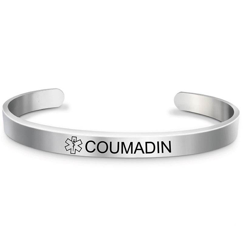 Fashion Silver Plated Medical Alert Cuff Bracelet EPILEPSY Diabetic Allergy Stainless Steel Bangle For Women Men - Mubimart