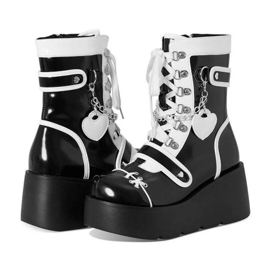 Motorcycle Mid-calf Female Thick Bottom Boots - Mubimart