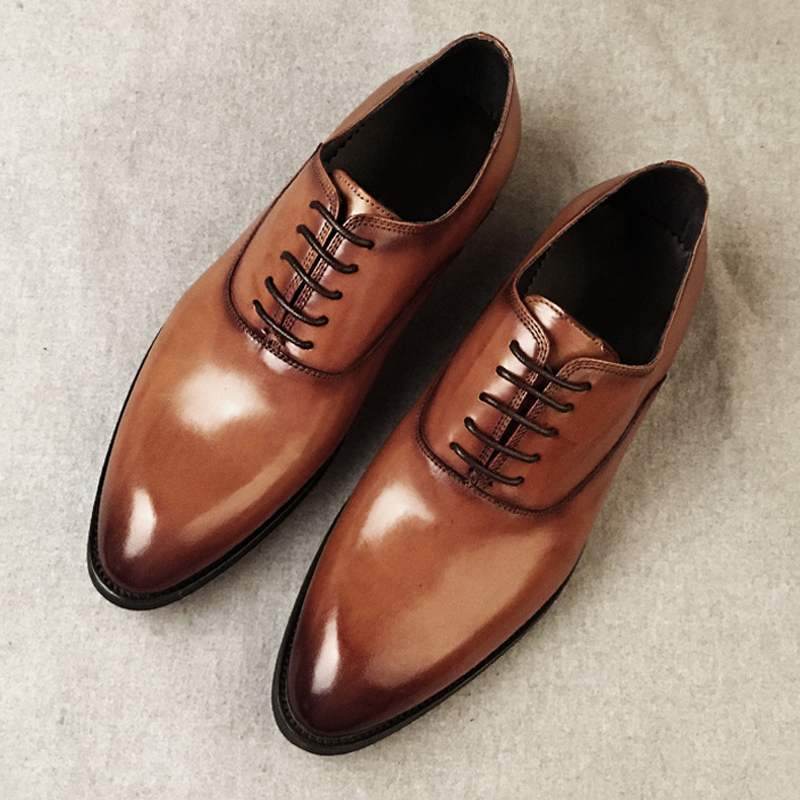Handmade Oxford Shoes Men's Large Size Groom Wedding Shoes - Mubimart