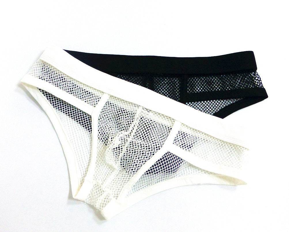 Men's Underwear Transparent Mesh Briefs Low Waist Convex Design Underwear Men - Mubimart