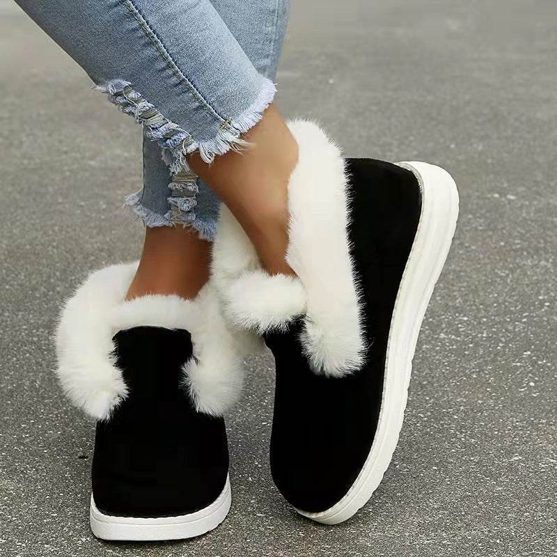 Snow Boots Warm Winter Shoes Plush Fur Ankle Boots Women - Mubimart