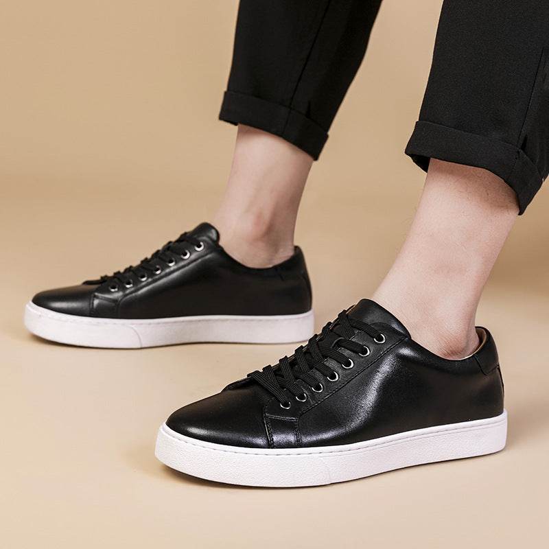 Spring Genuine Leather Breathable British Board Shoes Thick Sole Sporty Simplicity Comfort And Casual - Mubimart