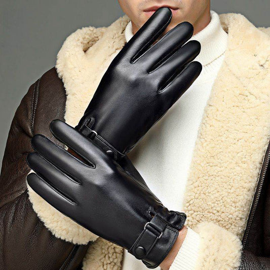 Leather Gloves Men's Waterproof Touch Screen - Mubimart