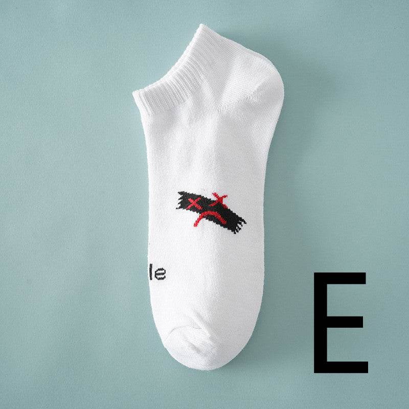 Thin Breathable Socks Low-cut Letter Pattern - Mubimart