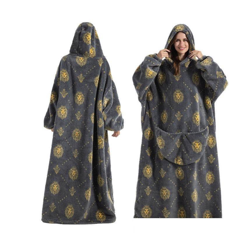 New Plus-sized Widened Homewear Lazy Blanket Warm Nightgown - Mubimart