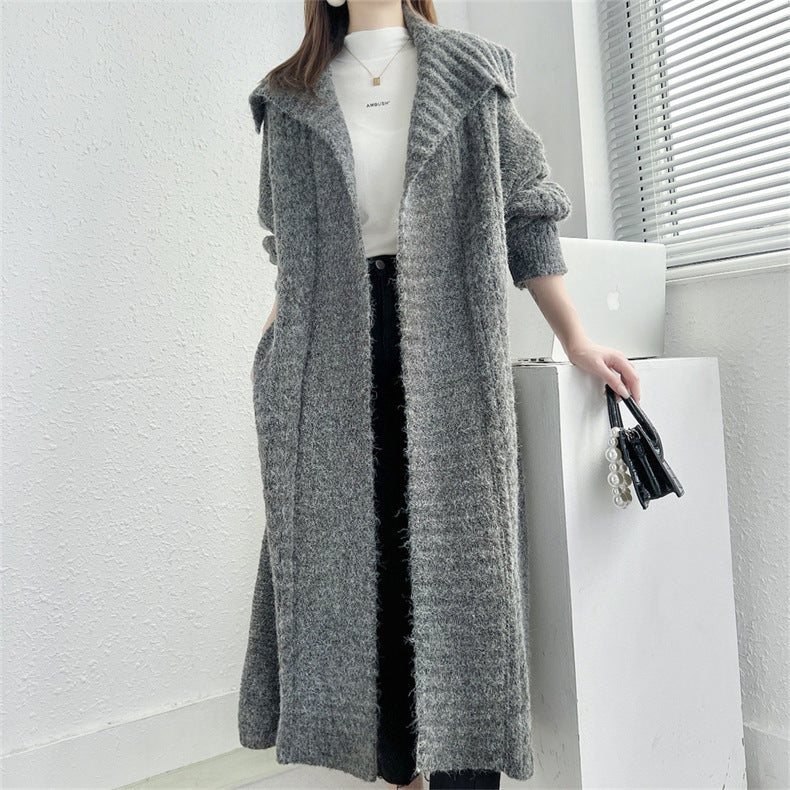 Long Knitted Cardigan Coat Women's Plus Size - Mubimart - Plus Size Cardigan 