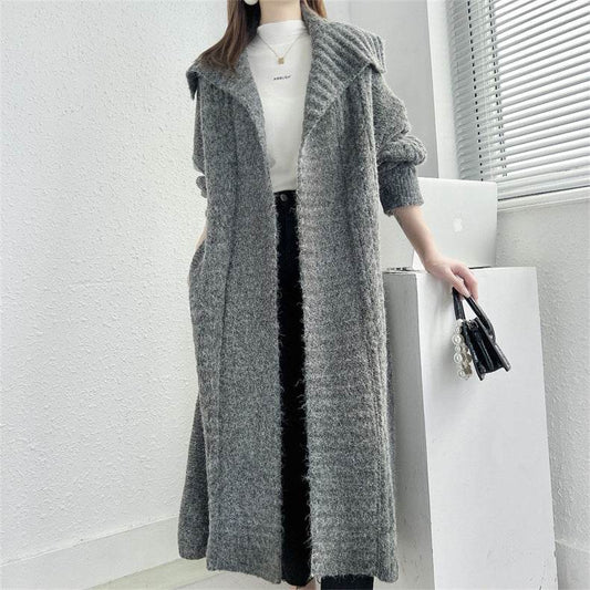 Long Knitted Cardigan Coat Women's Plus Size - Mubimart