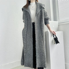 Long Knitted Cardigan Coat Women's Plus Size - Mubimart - Plus Size Cardigan 