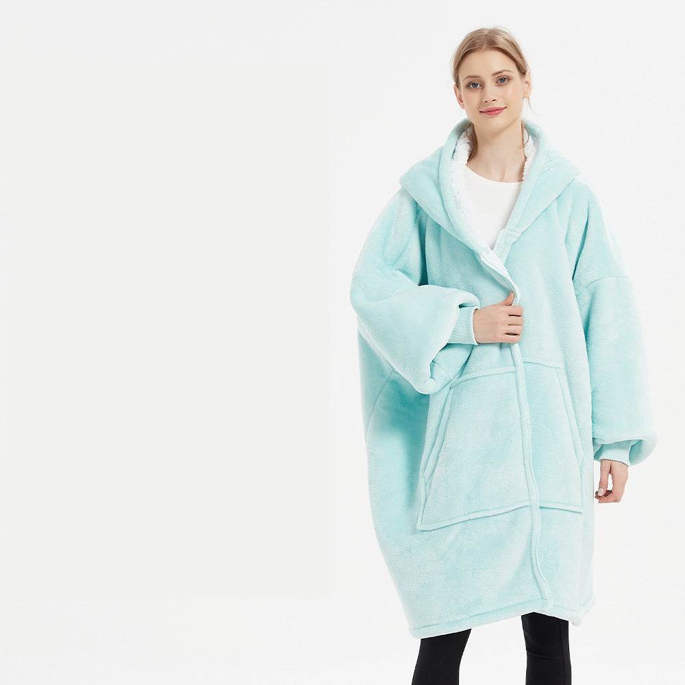 Plus Size Robe Winter Wearable Blanket Sweatshirt Women Men Warm And Cozy Giant Blanket Hoodie Home Clothes - Mubimart