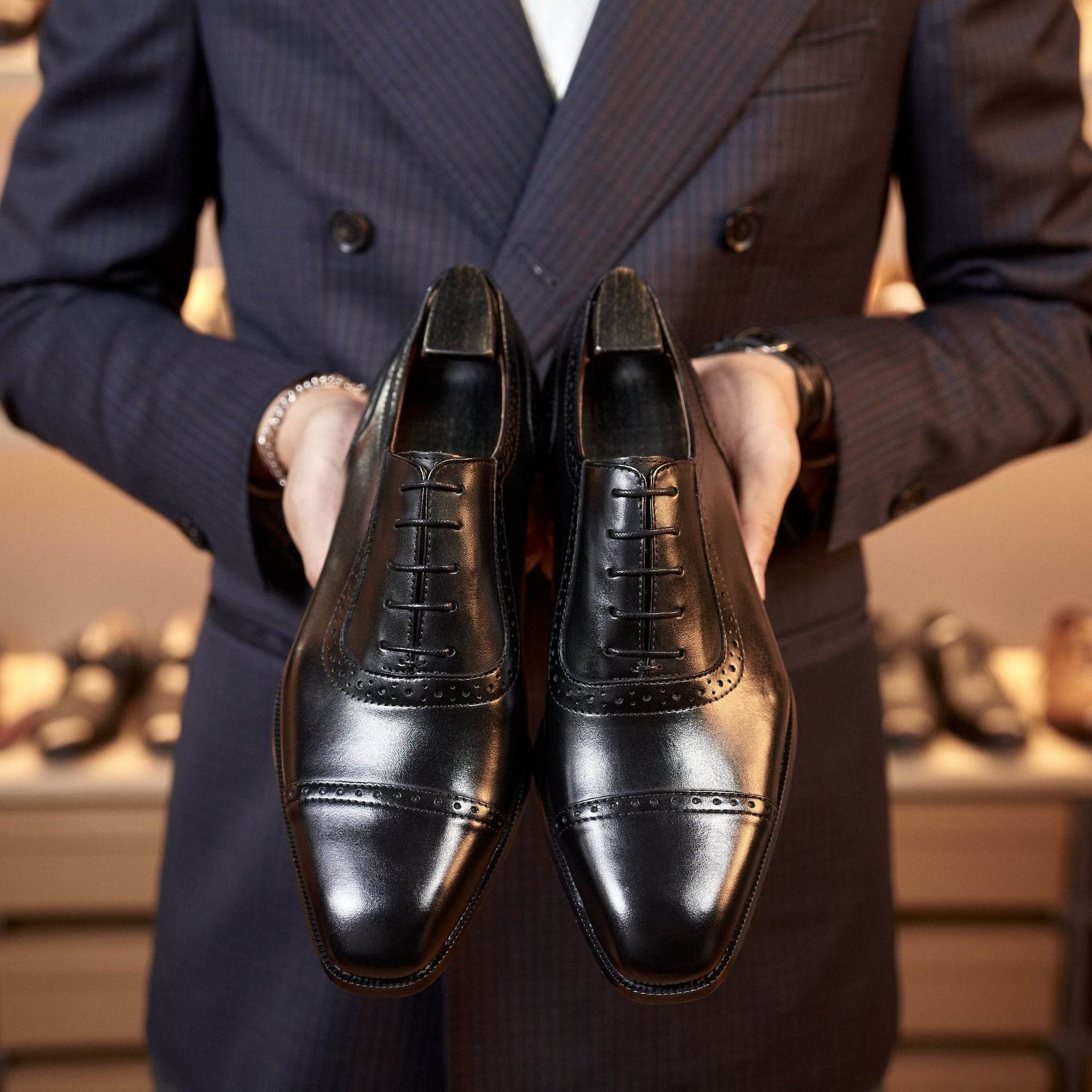 Business Office Oxford Shoes Brogue Leather Shoes Men's Leather - Mubimart