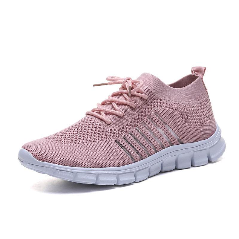 Casual Ladies Shoes Breathable Women Flying Knit Sports Shoes Flat Shoes - Mubimart